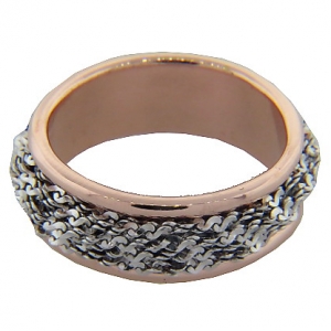anillo centro cadena enroscado blanco borde enchap